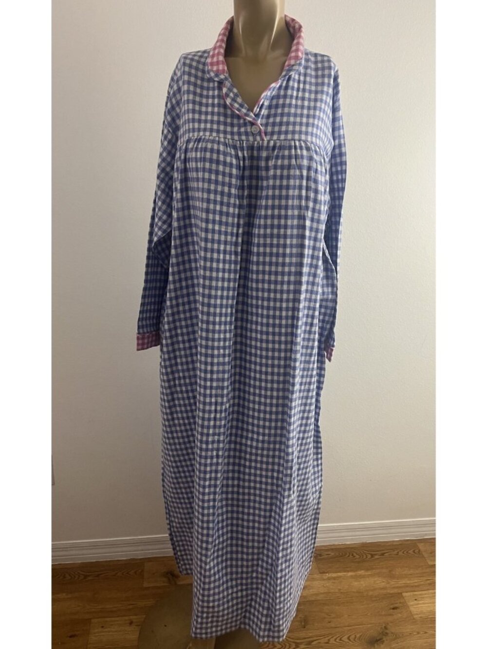 Vintage Carole Women's M Nightgown Gown Flannel Cotton Cottagecore Prairie Plaid